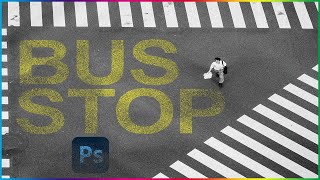 Photoshop tutorial: How to Paint TEXT on a Highway or Road. screenshot 4