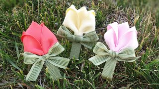 [ENG]34.Tulip Ribbon Hair accessory tutorial 튤립 리본핀 아이 머리핀 만들기 리본공예 기초