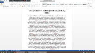 Celebrity Today's famous birthdays list of celebrities on April 18, 2021. Net Worth