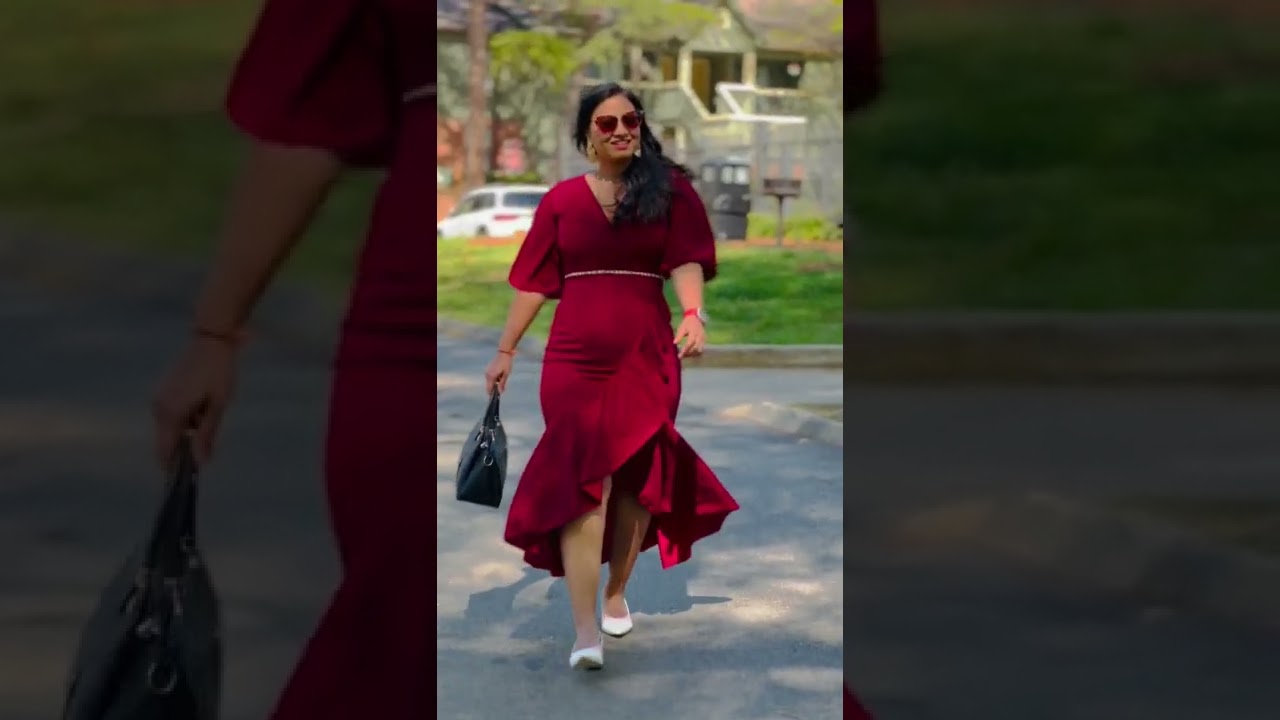 Ditsy Floral Cut Out Tie Back Ruffle Hem Dress  AND Colorblock Chunky Slingback Pumps  @ROMWE