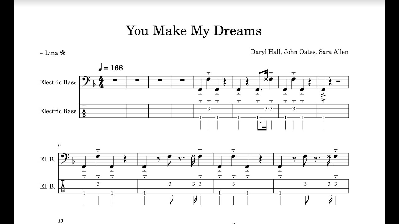 You Make My Dreams True) bass transcription YouTube