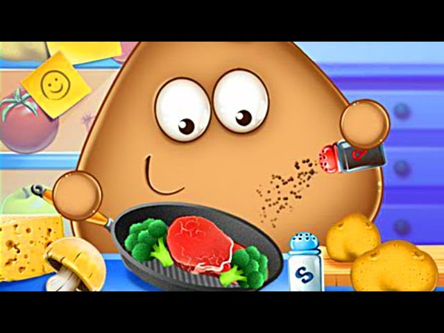 Pou Needs To Eat More. #eat #pou #food #animation #littlemonsters #lit