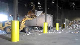 Recycle Transfer Station - wheel loader loading single stream in to transfer trailer