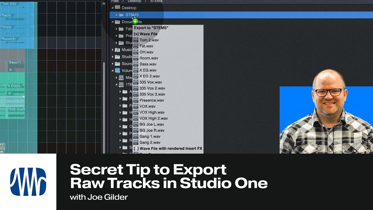 Secret Tip to Export Raw Tracks in Studio One PreSonus YouTube