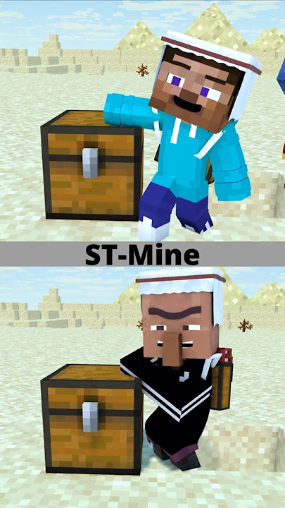 Baby Steve VS Bad Villager. Desert trip. #shorts @ST-Mine