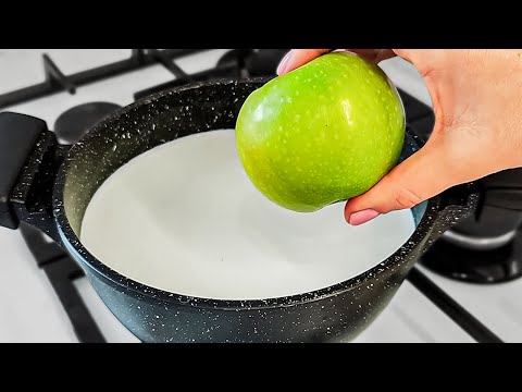 Einfach den Apfel in die kochende Milch geben! Sie werden erstaunt sein! 5-Minuten-Rezept