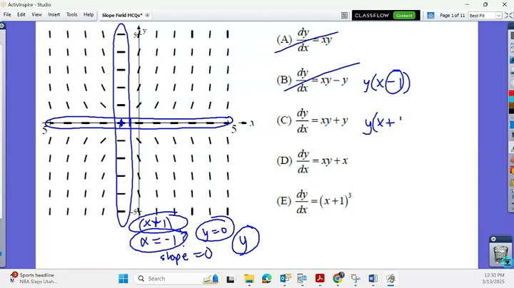Differential Equations #2 - a curve in a slope field and matching slope fields with DEs