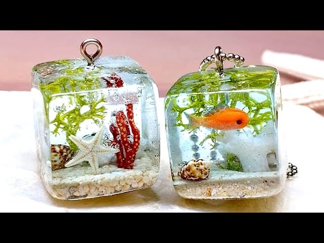 【UVレジン】小さなアクアリウムのチャームを作りました！mini aquarium resin DIY