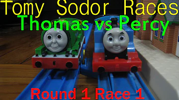 Tomy Sodor Races: Thomas vs Percy Round 1 Race 1