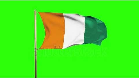 Ivory Coast flag waving in the wind. Green screen, alpha matte. Loopable animation Stock video by