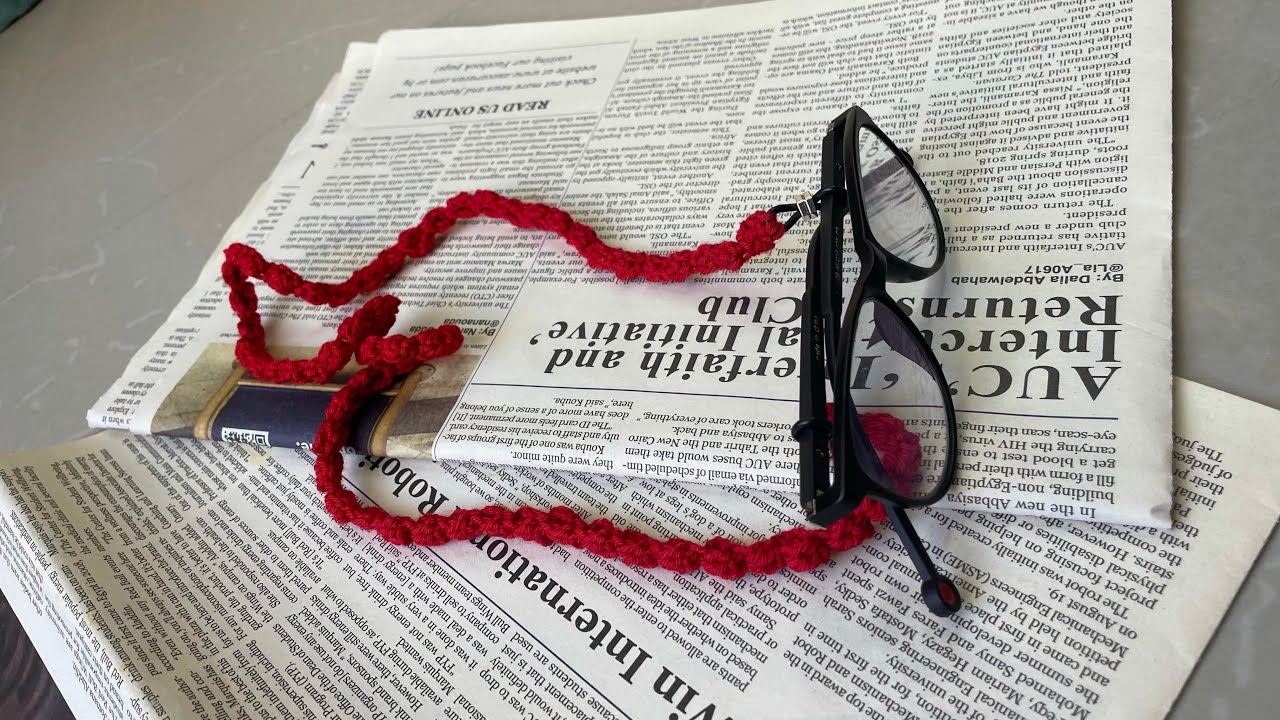 أسهل سلسله نظاره بالكروشيه بغرزة الفيشارة The easiest eyeglasses chain with crochet popcorn stitch