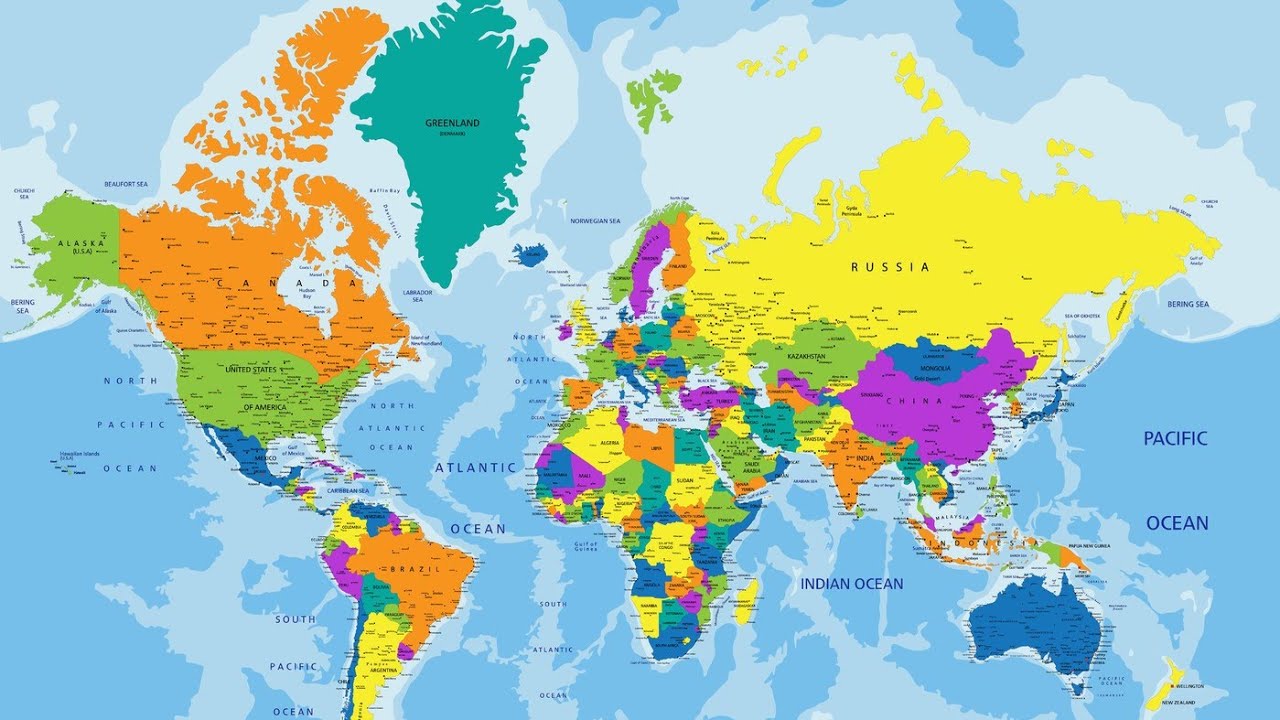 Политическая карта мира на английском языке в хорошем качестве