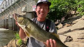 Fishing Kilborne dam Wisconsin dells.