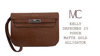 Hermes Kelly Depeches 25 Pouch Vert Amande Epsom Palladium