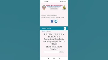 Adikavi Nannaya University B.A LLB, LLB & B.B.A LLB I, VI & X Semesters(Regular & Backlog) August