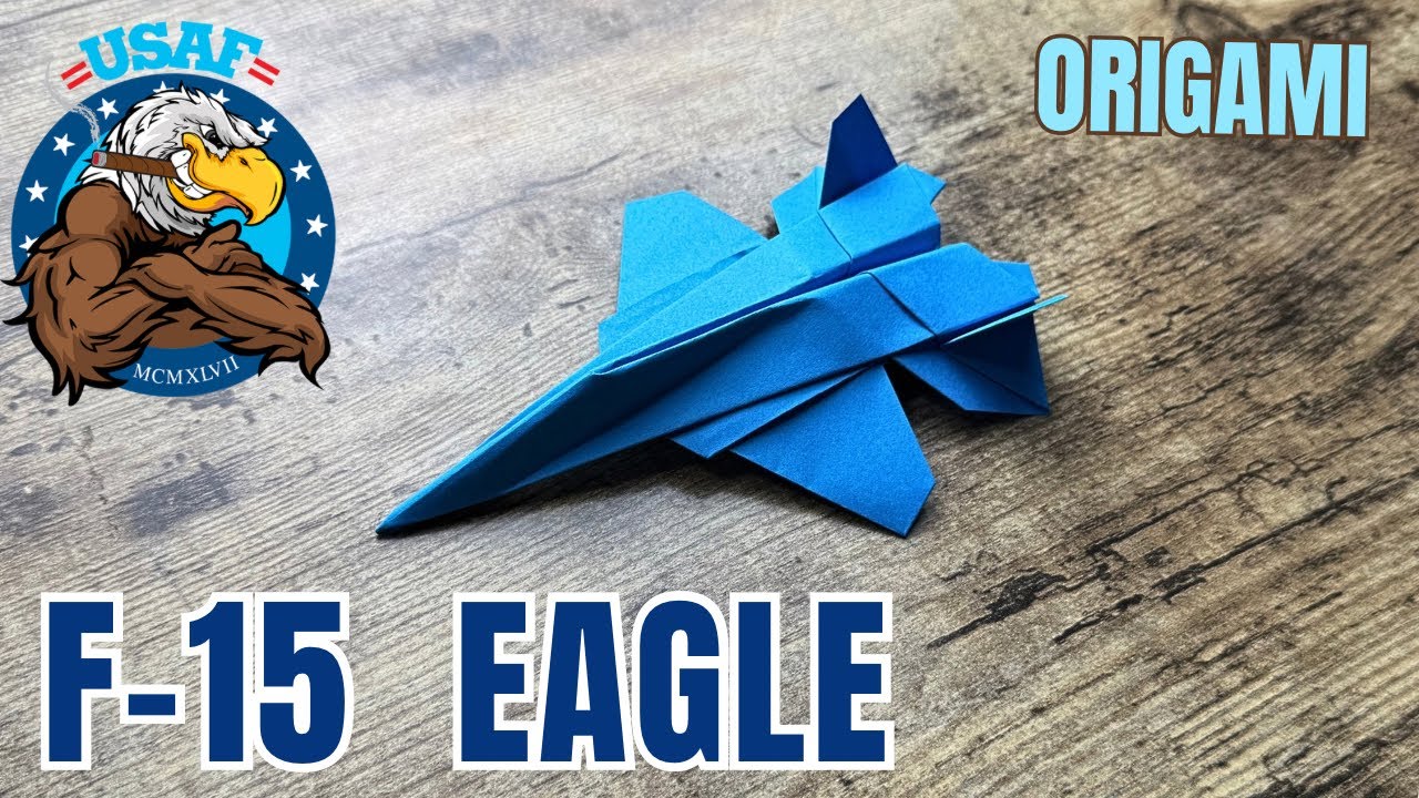 ORIGAMI F-15 EAGLE FIGHTER JET EASY TUTORIAL | HOW TO MAKE PAPER FIGHTER JET ORIGAMI F-15 EAGLE USAF