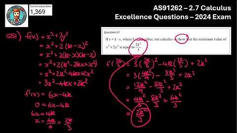 AS91262 -  2.7 Calculus - 2024 - Excellence Questions