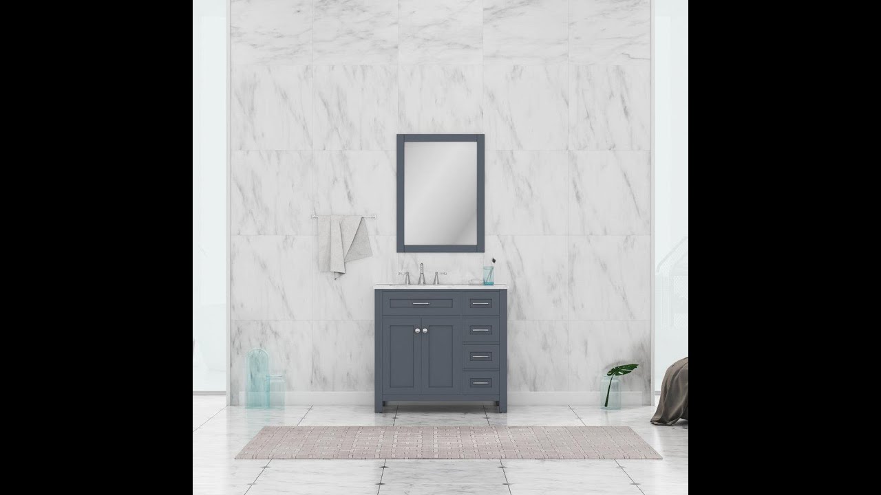 Alya Bath - Norwalk 36 Inch Bathroom vanity with Drawers in Gray