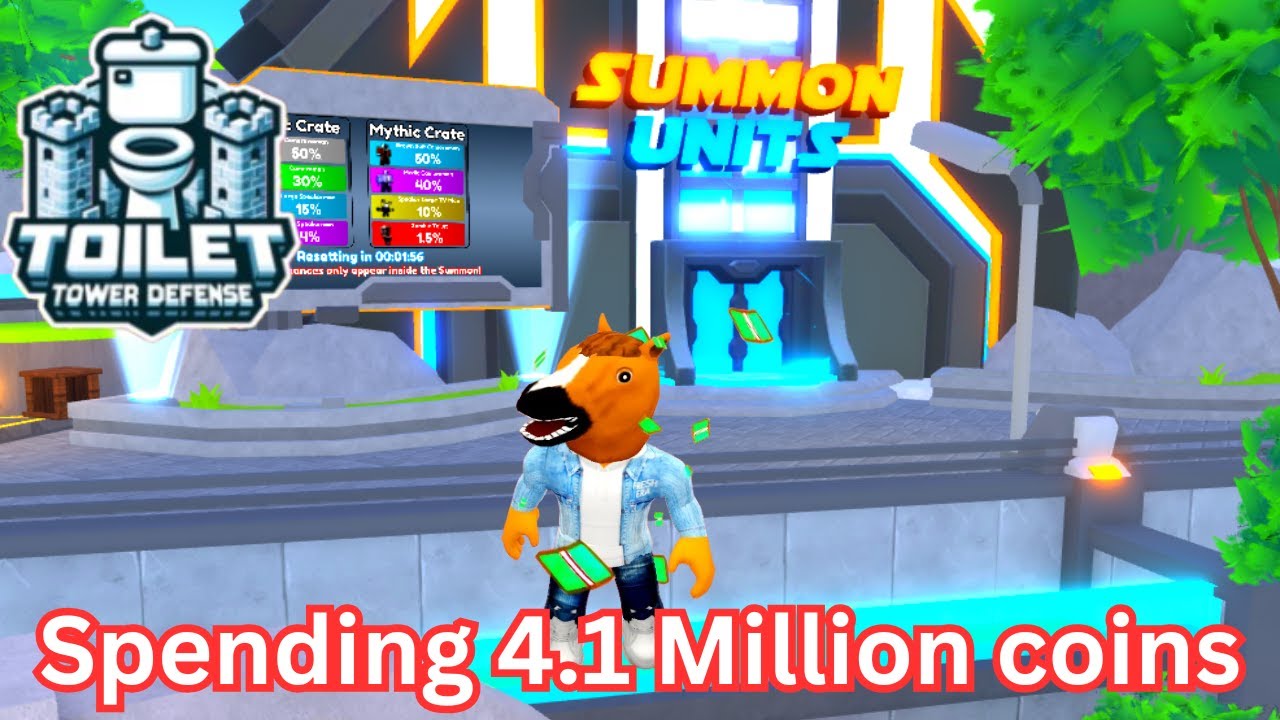 Spending 4 million coins in Toilet Tower Defense to get summon Quantum Cameraman 