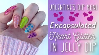 Rainbow Encapsulated Hearts in Jelly Dip | Valetine&#39;s Dip Manicure |