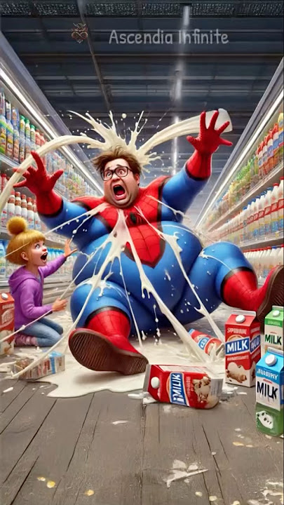 👉Spidey’s Supermarket Mishap 🍶 AI297 #spiderman #supermarket #shopping #marvel #avengers