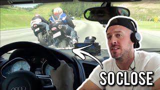 Reaction to Epic Highway Chase Between 600HP Audi R8 and Superbikes  You Won't Believe This!