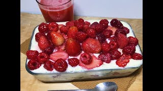 تيراميسو الفواكه الحمراء بدون ماسكربون و بأقل ثمن  tiramisu aux fruits rouges sans mascarpone