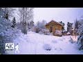 Relaxing snow walk in rural village finland  slow tv 4k