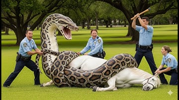 Unbelievable Rescue Mission – Brave Team Fights Python to Save Trapped Horse