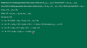 If submodule N and quotient module M/N are finitely generated, then M is finitely generated.