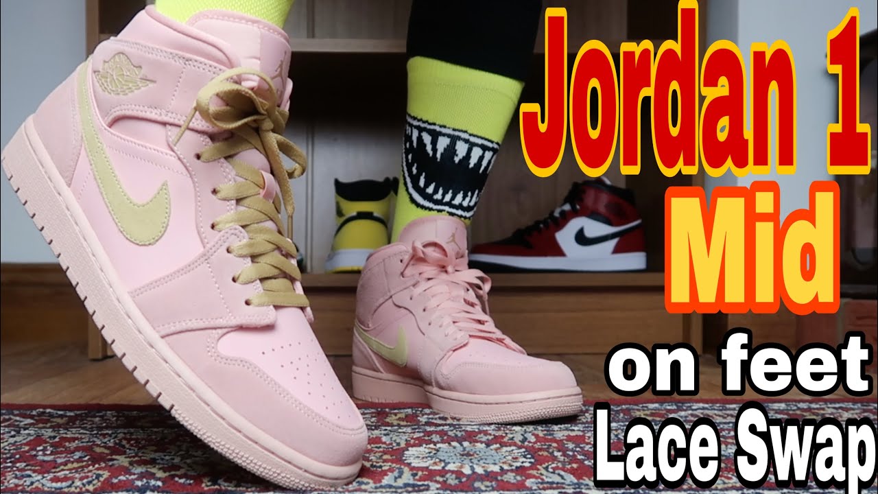 Jordan 1 Mid On Feet with LACE SWAP 