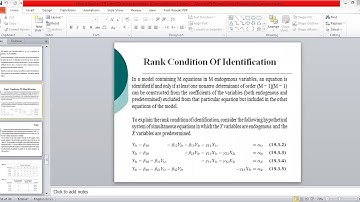 Rank condition of identification;  sufficient condition of identification
