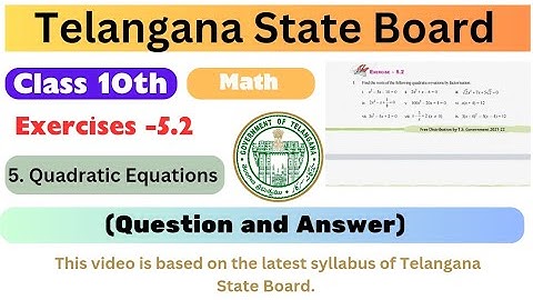Ts 10th-Class Maths Exercise 5.2 Solution Chapter 5 Quadratic Equations Telangana state board.