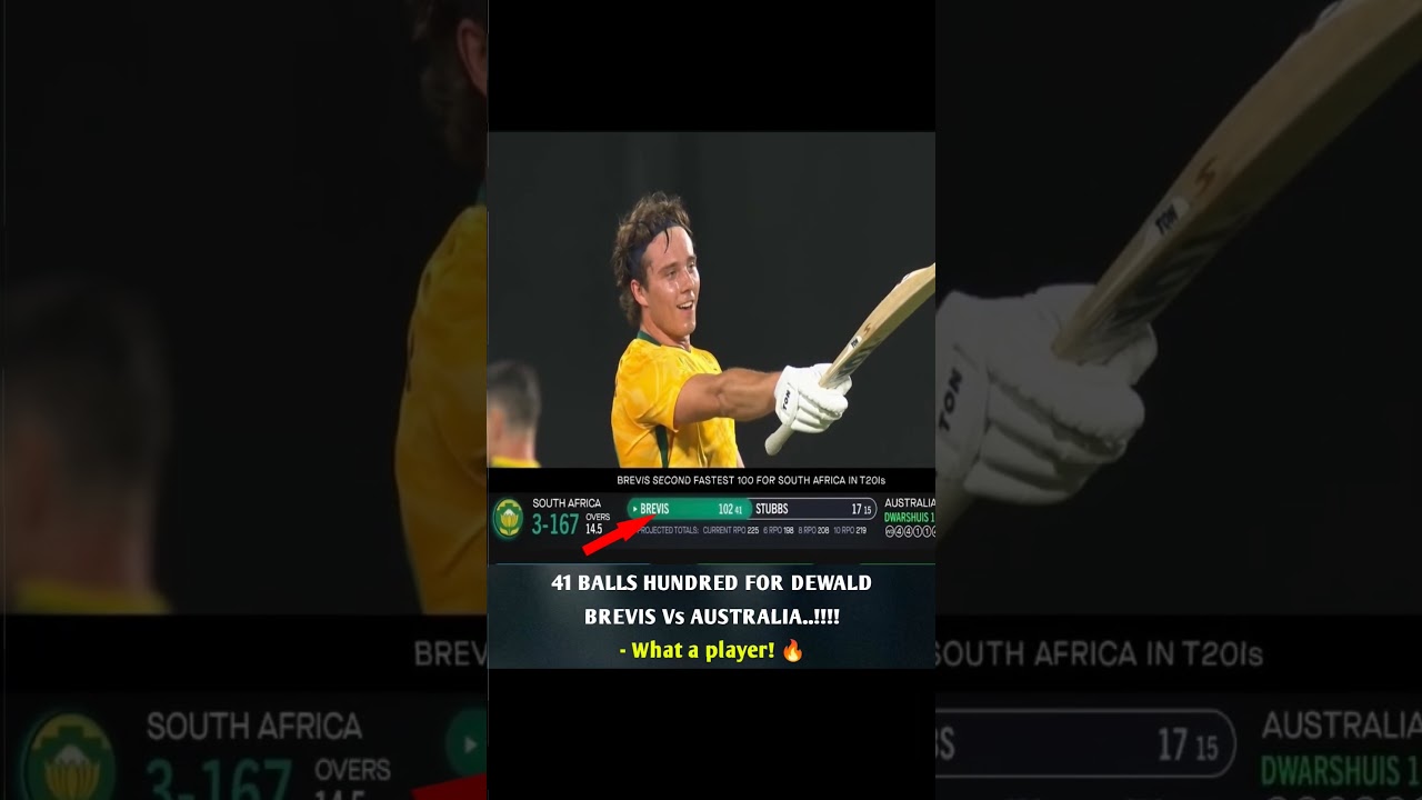 41 BALLS HUNDRED FOR DEWALD BREVIS Vs AUSTRALIA 