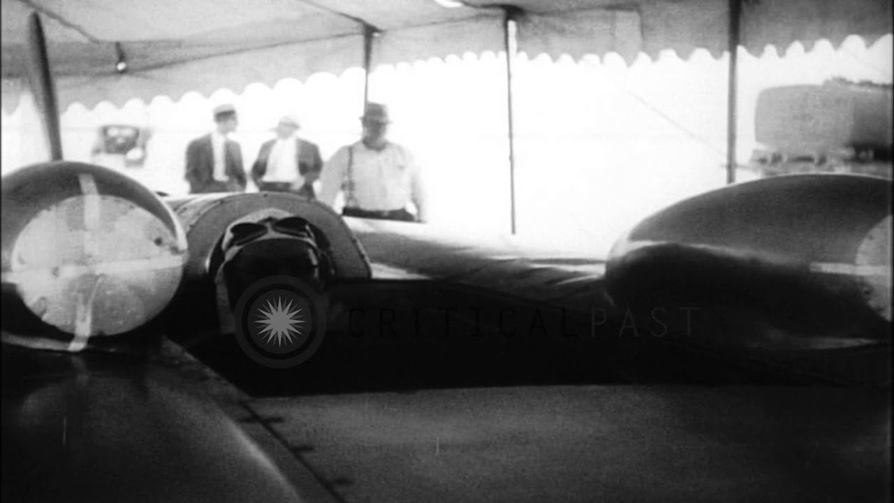 British racing ace George Eyston sets 345 mph land speed record at Bonnevile, Uta...HD Stock Footage