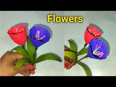 Flower Making Of Crepe Paper || Paper Flower || Diy Craft Ideas ...