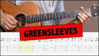 Greensleeves // Easy Guitar Tutorial (MELODY) + TAB chords
