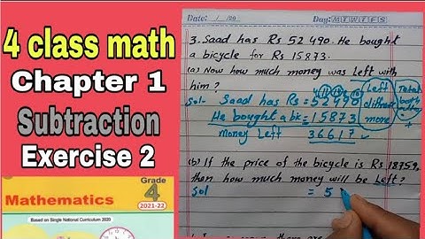 Class 4 Maths chapter 1 Exercise 2 | Addition and Subtraction part 2 | ilmi darasgah