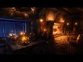 Fireside harp music  medieval tavern ambience for sleep relaxation study 