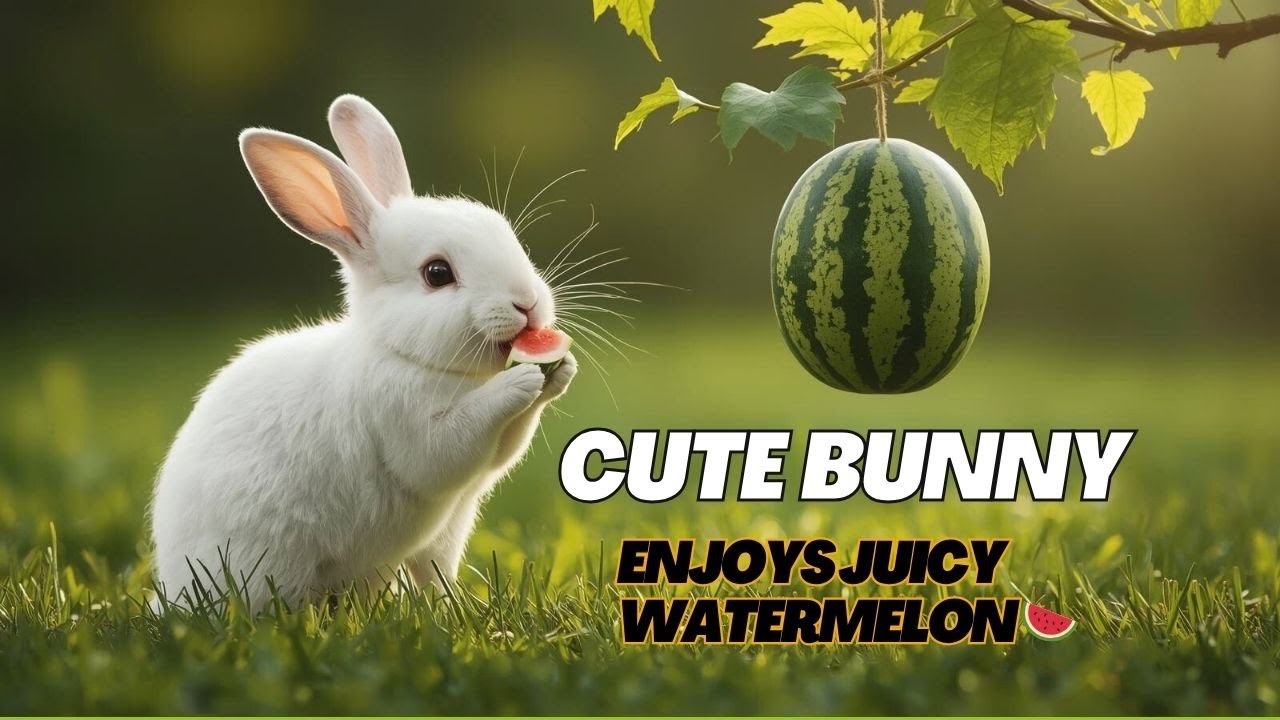 🐰 Cute Bunny Enjoys Juicy Watermelon 🍉 | Adorable Animal Moments