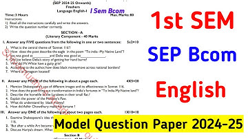 1st Sem Bcom SEP English Model Question Paper#bcom#english