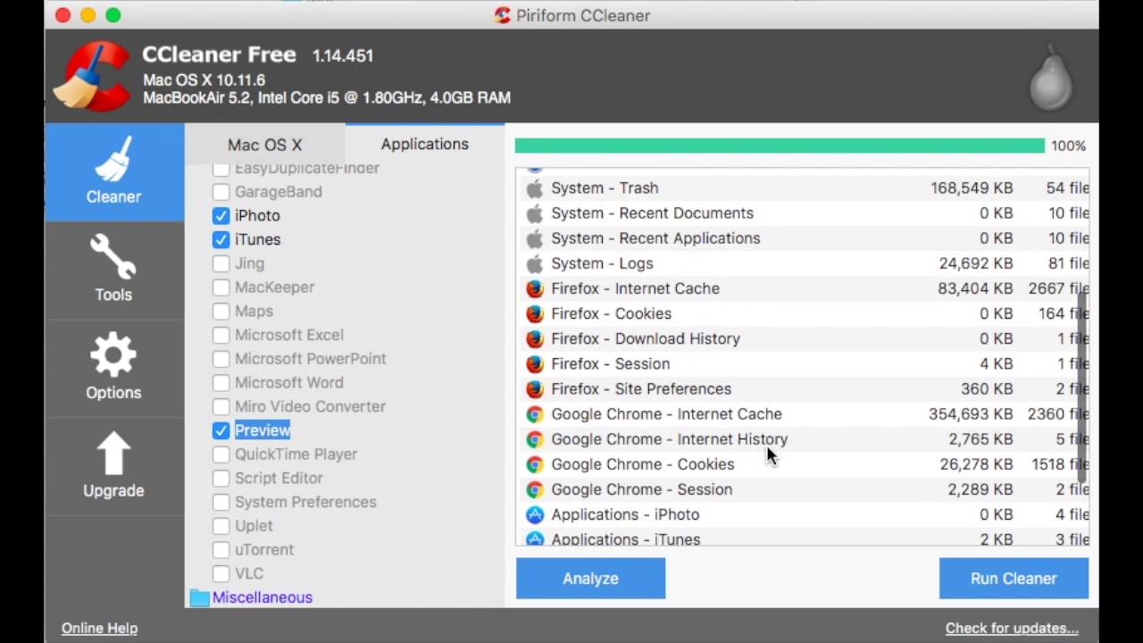 does ccleaner pro work on osx mojave