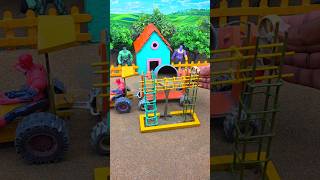 😍 Real Working Mini Tractor Making Strong Cement Pillar | Amazing DIY Construction Machine 😱 #shorts