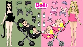 Paper dolls princess vs cats room Dress up