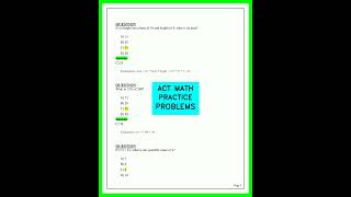 ACT MATH PRACTICE PROBLEMS | 2026 Full ACT Math Review, Practice Questions, Step-by-Step Solutions
