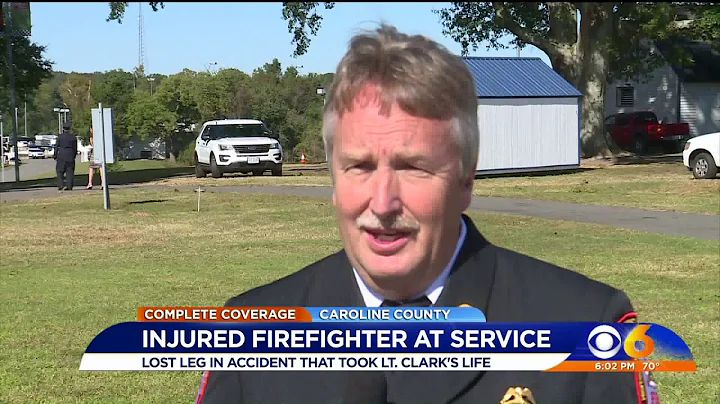 Firefighter whose leg was amputated pays respects ...