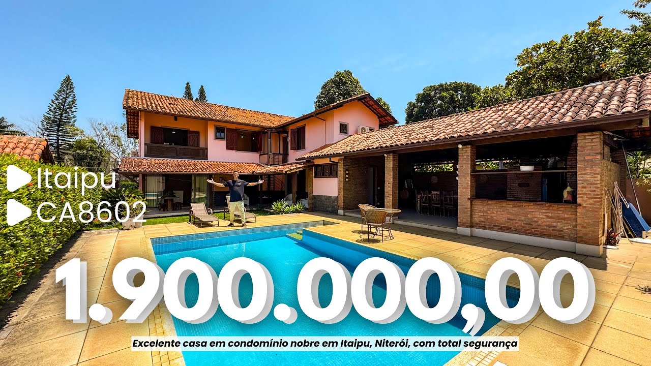 CASA CLÁSSICA DENTRO DE CONDOMÍNIO DE LUXO EM ITAIPU C/ 5 SUÍTES E LAZER COMPLETO I (CA8602)