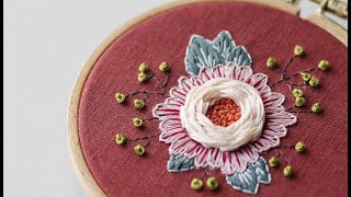 Embroidery flowers with basic stitches for beginners.