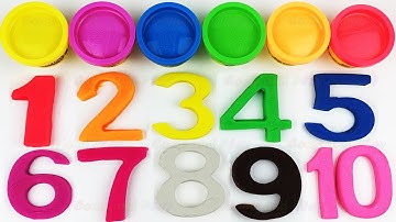 Learn Colors and Numbers 1 to 10 with Play Doh Modelling Clay Cookie Cutters Fun & Creative for Kids