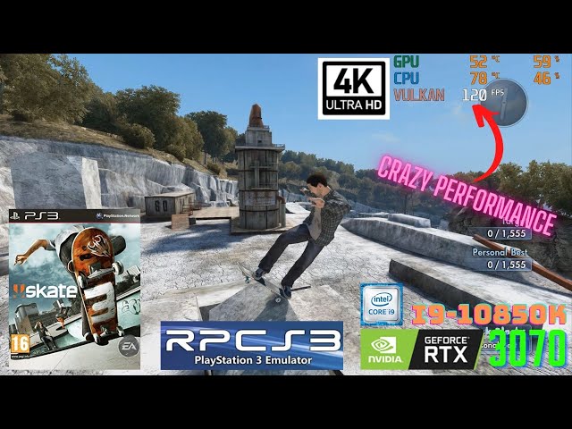 Skate 3 RPCS3 (PS3 Emulator 4k 60fps) GTX 1070 - i5 9400f - PC Gameplay  Benchmark 